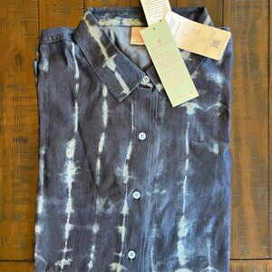 Laurie Felt Sustainable Tencel Elbow-Sleeve Collared Blouse, Blue, Size L